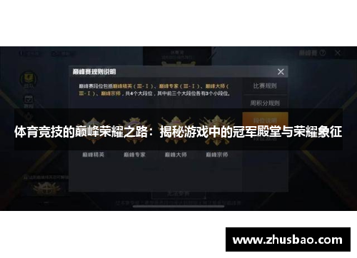 体育竞技的巅峰荣耀之路：揭秘游戏中的冠军殿堂与荣耀象征